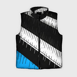 Женский жилет Диагональные чёрно-белые полосы на синем фоне