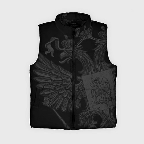 Женский жилет Герб России - черный минимализм / 3D-Черный – фото 1