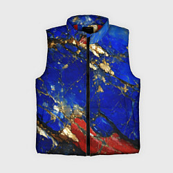 Женский жилет Золотой и красный минерал в синем камне