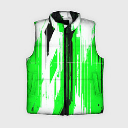 Женский жилет Вертикальные чёрно-белые линии на зелёном фоне