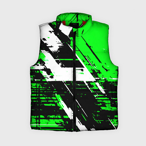 Женский жилет Diagonal black and white stripes on a green backgr / 3D-Красный – фото 1