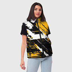 Женский жилет Diagonal black and white stripes on a yellow backg, цвет: 3D-светло-серый — фото 2