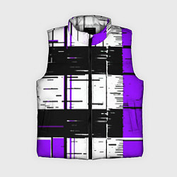 Женский жилет Чёрные и фиолетовые полосы на белом фоне, цвет: 3D-светло-серый