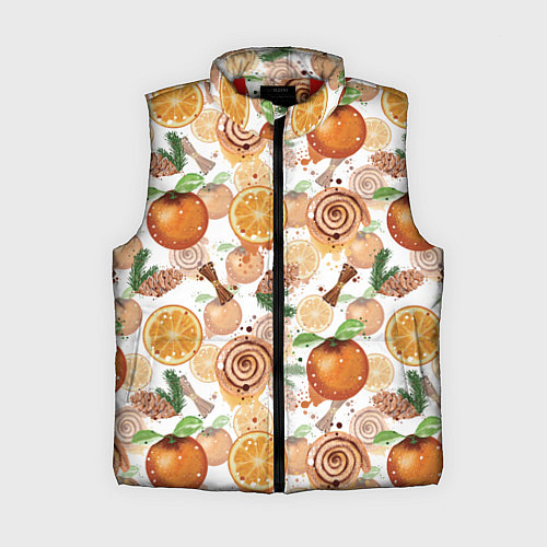 Женский жилет Апельсины, корица, булочки с корицей на светлом фо / 3D-Красный – фото 1