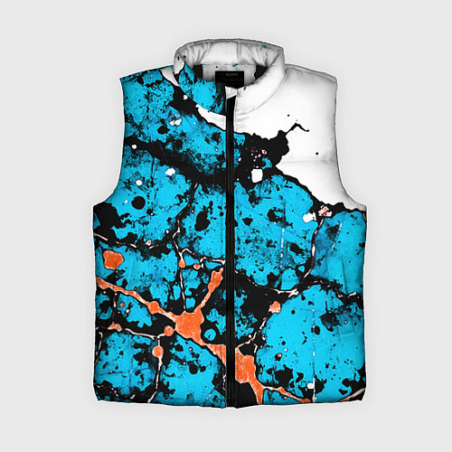 Женский жилет Оранжево-голубая абстракция на белом фоне / 3D-Черный – фото 1
