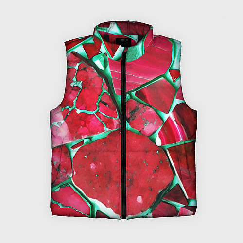 Женский жилет Зеленый минерал в красном камне / 3D-Черный – фото 1