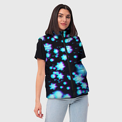 Женский жилет Неоновые снежинки глитч, цвет: 3D-светло-серый — фото 2