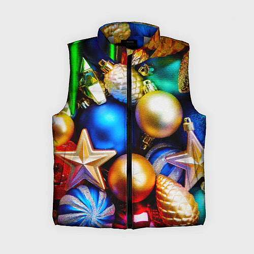 Женский жилет Новогодние украшения / 3D-Светло-серый – фото 1