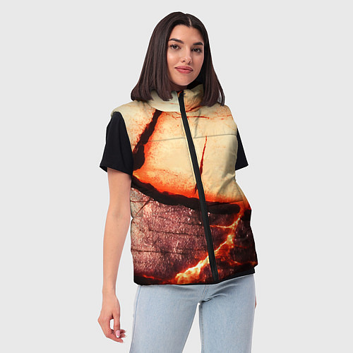 Женский жилет Трещины на абстрактном красном фоне / 3D-Красный – фото 3