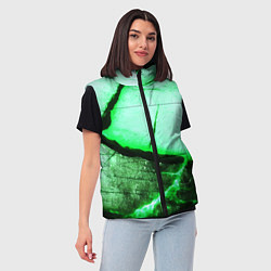 Женский жилет Трещины на абстрактном зелёном фоне, цвет: 3D-красный — фото 2