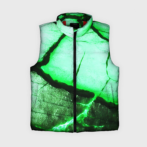 Женский жилет Трещины на абстрактном зелёном фоне / 3D-Красный – фото 1