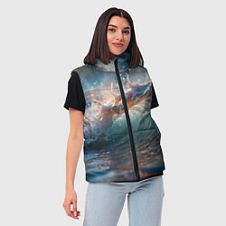 Женский жилет Волна и блики солнца, цвет: 3D-светло-серый — фото 2