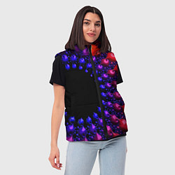 Женский жилет Неоновая абстракция фрактал, цвет: 3D-черный — фото 2