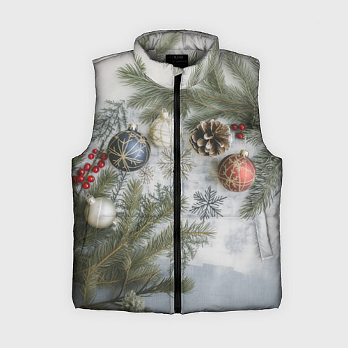 Женский жилет Новогодние ветки / 3D-Светло-серый – фото 1