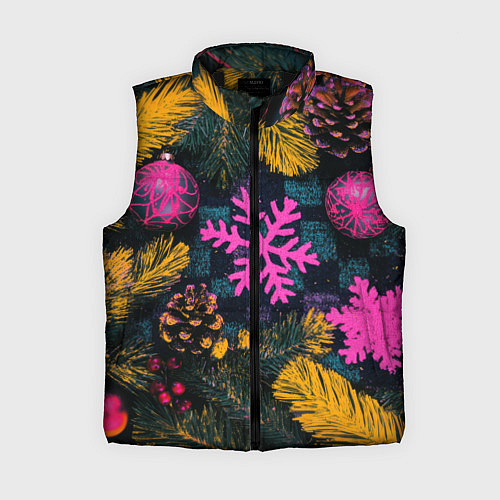 Женский жилет Новый год и краски / 3D-Черный – фото 1