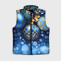 Женский жилет Синие новогодние шары, цвет: 3D-красный