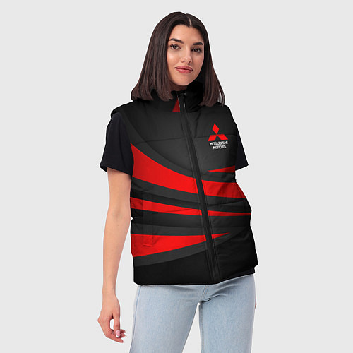 Женский жилет Mitsubishi - красная волна / 3D-Красный – фото 3