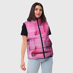 Женский жилет Чёрные пятна на розовом фоне абстракция, цвет: 3D-красный — фото 2