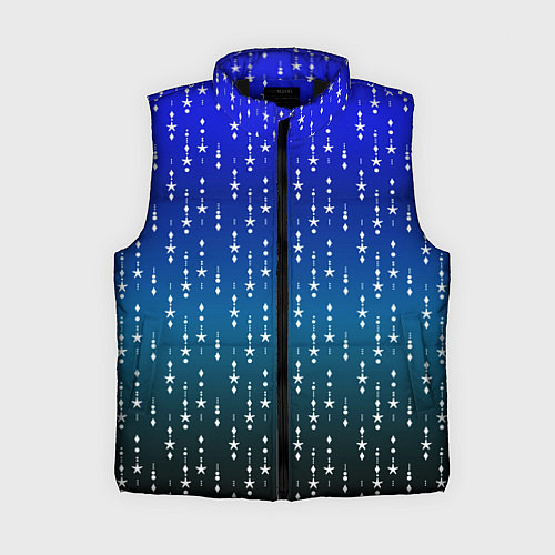 Женский жилет Градиент сине-зелёный со звёздочками / 3D-Черный – фото 1