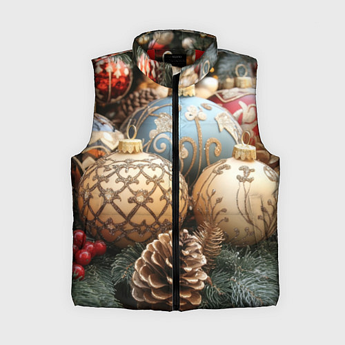 Женский жилет Большие новогодние шары / 3D-Красный – фото 1