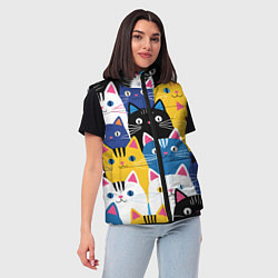 Женский жилет Много цветных котиков, цвет: 3D-красный — фото 2