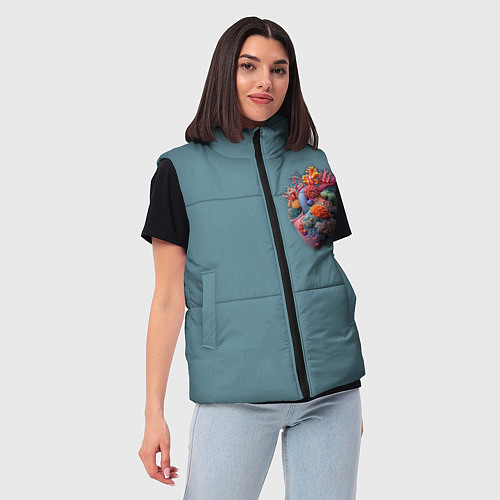 Женский жилет Яркое сердце из кораллов в морском стиле / 3D-Красный – фото 3