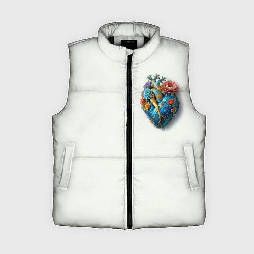 Женский жилет Металлическое сердце кораллы и цветы / 3D-Черный – фото 1