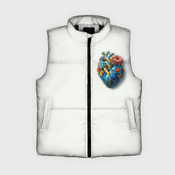 Женский жилет Металлическое сердце кораллы и цветы, цвет: 3D-черный