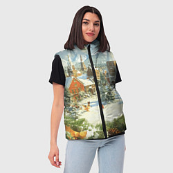 Женский жилет Фон рождества, цвет: 3D-светло-серый — фото 2