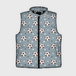 Женский жилет Футбольные мячи и звезды на голубом
