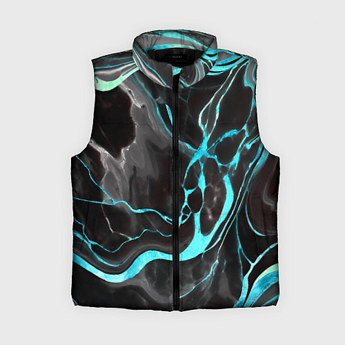 Женский жилет Голубые флюиды на чёрном фоне / 3D-Черный – фото 1