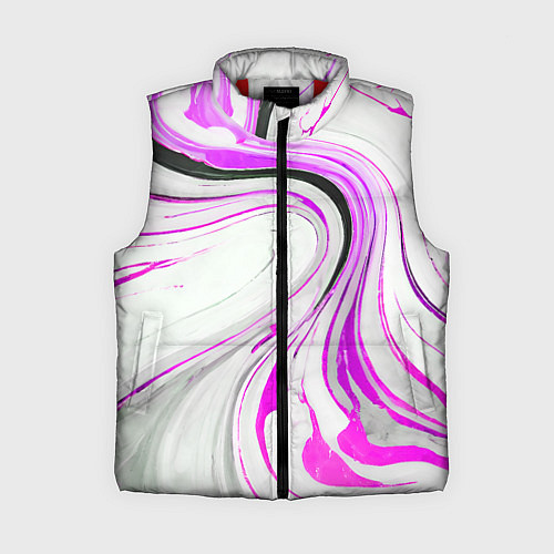 Женский жилет Волнистые чёрно-фиолетовые линии на белом фоне / 3D-Красный – фото 1