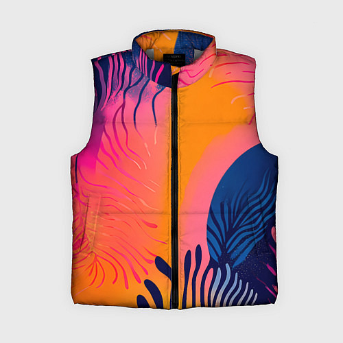 Женский жилет Векторная абстракция с растениями - нейросеть / 3D-Светло-серый – фото 1