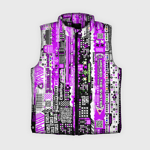 Женский жилет Киберпанк паттерн фиолетовый / 3D-Черный – фото 1