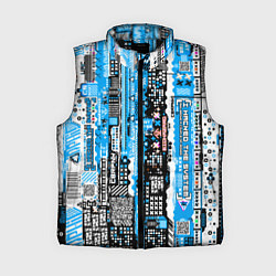 Женский жилет Киберпанк паттерн синий