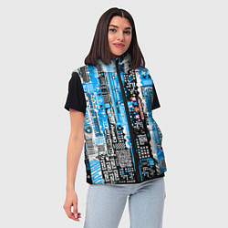 Женский жилет Киберпанк паттерн синий, цвет: 3D-черный — фото 2