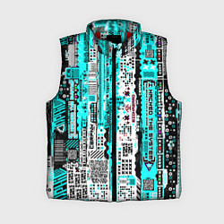 Женский жилет Киберпанк паттерн голубой