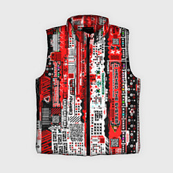 Женский жилет Киберпанк паттерн красный