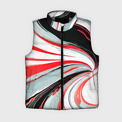Женский жилет Волнистые бело-красные линии на чёрном фоне