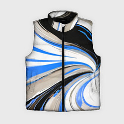 Женский жилет Волнистые бело-синие линии на чёрном фоне