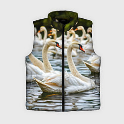 Женский жилет Белые лебеди на пруду, цвет: 3D-черный