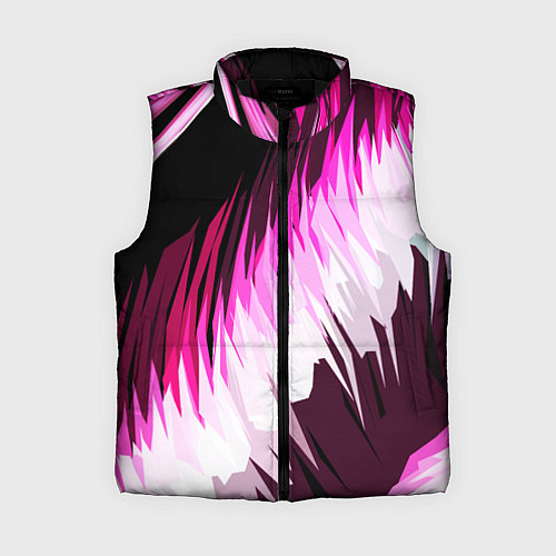 Женский жилет Бело-розовые острые полосы на чёрном фоне / 3D-Черный – фото 1