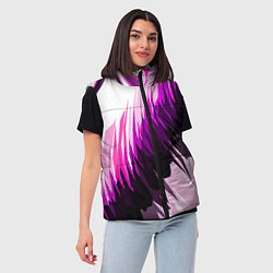 Женский жилет Чёрно-розовые острые полосы на белом фоне, цвет: 3D-черный — фото 2