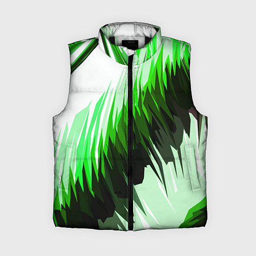 Женский жилет Чёрно-зелёные острые полосы на белом фоне / 3D-Черный – фото 1