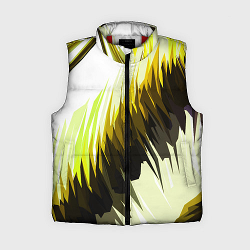 Женский жилет Чёрно-жёлтые острые полосы на белом фоне / 3D-Красный – фото 1