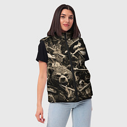 Женский жилет Медведь на фоне десантников танков и самолетов, цвет: 3D-черный — фото 2