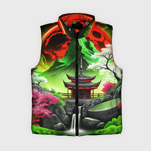 Женский жилет Водопад японии и природа / 3D-Светло-серый – фото 1