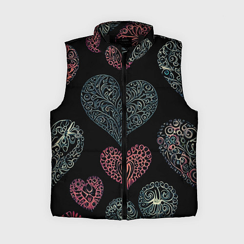 Женский жилет Сердца в виде узоров / 3D-Черный – фото 1