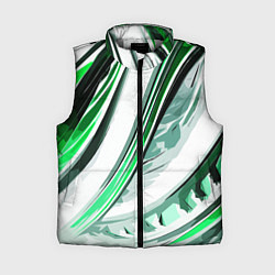 Женский жилет Волнистая бело-зелёная абстракция