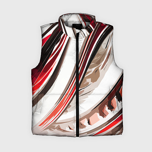 Женский жилет Волнистая бело-красная абстракция / 3D-Светло-серый – фото 1